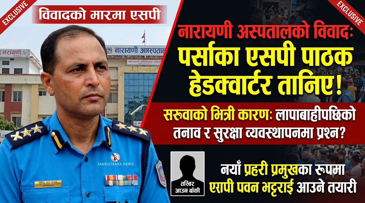 नारायणी अस्पताल विवादपछि पर्साका एसपी सुदिप राज पाठकको सरुवा, पवन भट्टराई आउने तयारी